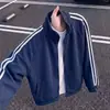 Chaqueta Cardigan con Patrón de Escamas de Dragón Rayado Retro Americano para Hombre, Nuevo Diseño de Principios de Otoño, Sudadera con Cuello Alto, Chaqueta para Atuendo de Pareja