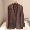 Roupas de Lote Pequeno Primavera 2026 Novo Blazer de Lã com Mistura Pesada em Forma de Fogos de Artifício com Contas para Mulheres com Decote V