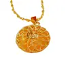 Nova Colar Pingente Redondo Banhado a Ouro com Filigrana Vazada Caractere da Fortuna para Mulheres, Pingente de Moda Simples Versátil Atacado Dropshipping