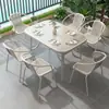Combinação de Mesa e Cadeira para Exterior Pátio Varanda Aberta Lazer Mesa e Cadeiras de Ferro Loja de Chá e Café Mesa e Cadeiras para Exterior