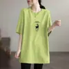 Camiseta de Manga Corta Holgada Talla Grande para Mujer, Marca Nueva de Moda Verano 2026, Camiseta de Longitud Media que Cubre la Cadera