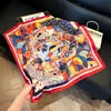 Pañuelo de Seda 70 Cuadrado Moda Coreana de Alta Gama Versátil Profesional Seda Sintética Pequeño Pañuelo de Cuello Estampado Retro Pañuelo de Seda para Mujer