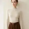 Suéter de cachemira transfronterizo para mujer con cuello semi-alto, corte ajustado, camiseta base de punto suave y acogedora, suéter liso para otoño e invierno 2026