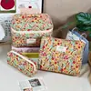 En Stock Bolsa de Maquillaje de Pie con Estampado Floral, Gran Capacidad, Compartimentada, Neceser de Viaje Portátil, Bolsa de Almacenamiento de Cosméticos para Mujer