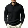 2026 Nuevo Jersey de Punto Casual con Cuello para Hombre, Otoño-Invierno, Transfronterizo, Canalé, Tallas Grandes, Camiseta Base de Moda y Cálida