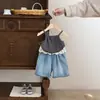 Roupas de Bebê Verão Novo Estiloso Conjunto de Sling para Menina Roupa de Verão Fina para Meninas e Crianças Pequenas Conjunto de Duas Peças para Sair