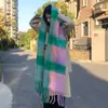 Bufanda de Cuadros Transfronteriza Nueva Estilo Europeo y Americano Bloque de Color para Mujer Bufanda de Punto Suave Cera Cálida Otoño e Invierno Nórdico Cuadros de Color Contrastante