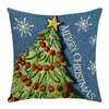Venta Caliente Transfronteriza Funda de Cojín Navideña Impresión Digital Árbol de Navidad Muñeco de Nieve Lazo Estampado de Letras Funda de Almohada