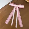 Pasador de Pelo con Cuadros de Estilo Japonés y Coreano con Encaje Hueco y Lazo para Mujer, Pinza Lateral Versátil Sencilla, Accesorio de Cabello de Moda
