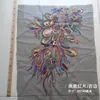 Tecido de Malha Bordado com Lantejoulas, Penas de Pavão e Fênix, Aplique para Vestido Cheongsam, Acessórios Bordados para Cauda de Palco, DIY L7
