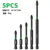 Juego de 12 Piezas de Brocas de Impacto con Anillo Verde Cruzado S2 Ph2 Magnético Fuerte Negro Alta Dureza para Destornillador Transfronterizo