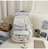 Mochila transparente de ombro duplo estilo japonês, novo design xadrez fresco, alto apelo estético, mochila escolar para meninas do ensino fundamental