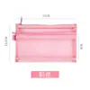 Estojo Casual de Lápis com Duas Camadas, Bolsa de Malha Transparente, Bolsa Grande para Provas, Bolsa para Armazenamento de Material Escolar, Bolsa de Nylon para Documentos de Escritório