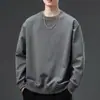 Sudadera gruesa de otoño e invierno para hombre, top informal de cuello redondo, chaqueta holgada, camiseta básica versátil, de manga larga y cálida