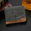 Nueva cartera de hombre, moda, cartera esmerilada de gran capacidad, bolsa con cremallera, monedero, cartera corta de hombre