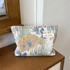Bolsa de Cosméticos con Flor de Nicho Ins Textura Arrugada Gran Capacidad Portátil Bolsa Interior Bolsa para Productos de Cuidado de la Piel Cosméticos