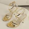 Sandalias Francesas Zapatos de Moda con Cordones de Boca de Pez para Mujer 10.5cm Verano Nueva Llegada 2024 Zapatos Estilo Hada de Una Palabra Talla 43