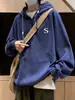 Sudadera con capucha retro americana minimalista de media cremallera para hombre y mujer, atuendo casual versátil de primavera y otoño para parejas, chaqueta estilo Harajuku