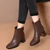 Botines de moda para mujer con punta cuadrada y tacón grueso, colección otoño/invierno 2026, forro de felpa, caña corta, cremallera trasera, versátiles, cómodos, elegantes y chic