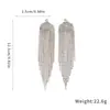 Pendientes de plata con aguja europea y americana con diamantes, borlas en forma de abanico, lujo ligero, artesanía exquisita, pendientes versátiles de alta gama de nicho para mujer