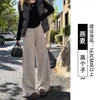 Pantalones de lana de pierna ancha para mujer, nueva colección otoño/invierno 2026, blanco, pierna recta, corte holgado, estilo casual, adecuados para figuras petite, con un bajo ligeramente curvo