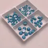Cabujón Turquesa Semicircular de Fondo Plano, Superficie Plana Redonda Lisa Accesorios para Incrustaciones de Joyería de Piedra Suelta Turquesa Azul Sintética para Bricolaje