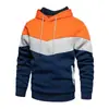 Moletom com Capuz Casual Esportivo de Rua Hip-hop Transfronteiriço Cor Blocada Bolso Lateral Fenda Amplo para Jovens