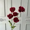 Flores Artificiales Rosa Montaña Nevada de 5 Cabezas para Decoraciones de Boda, Arreglos para Salón de Bodas, Decoración del Hogar, Flores Artificiales
