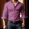Camisa masculina de manga longa para comércio exterior transfronteiriço com estampa digital xadrez de bolinhas casual business com colarinho