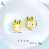 Conejo de Orejas Caídas con Circonita Roja, Accesorios para Joyería DIY, Latón Chapado en Oro con Diseño de Goteo de Aceite, Múltiples Estilos Disponibles, Estilo de Dibujos Animados