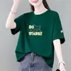 Comercio exterior transfronterizo ropa de maternidad, camiseta de manga corta de sobreproducción para mujer, estilo coreano, corte holgado, talla grande, camiseta básica elegante para señoras de talla grande