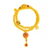 Pulsera de Doble Círculo con Perlas Doradas y Esmalte Dorado de Seis Caracteres, Mismo Estilo que la Joyería Puzuo Gold, Pulsera de Dos Generaciones de Alegría Estilo Chino Nuevo para Mujer