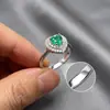 Anillo de Esmeralda Natural Transfronterizo de Amazon Plata S925 Piedra Principal 6*6 Joyería de Lujo Venta Directa de Fábrica
