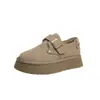 Zapatos Birkenstock de Suela Gruesa para Mujer, Nuevos Modelos Otoño e Invierno 2025, Botas de Nieve Forradas de Lana y Engrosadas, Zapatos de Algodón, Zapatos de Piel Melard con Piel
