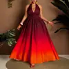 Comercio Exterior Transfronterizo Ropa de Mujer 2026 Nuevo Tallas Grandes Cuello Halter Espalda Descubierta Estilo Vacaciones Cintura Ceñida Midi Sexy Vestido