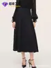 Popular Falda Retro de Estilo Francés Cortada al Bies, Hecha a Medida Elegante de Cintura Alta Adelgazante Fluida de Gama Alta para el Trabajo Falda Larga de Corte A