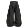 Bordado de Letra na Barra Calça Casual de Perna Larga para Homens, Novo Estilo de Verão, Calça Curva Personalizada Estilo Hip-Hop Americano para Mulheres, Tendência