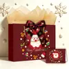 Bolsa de papel para regalo de Navidad con diseño de moño, fabricante transfronterizo de comercio exterior, envío gratuito, se puede etiquetar e imprimir para recogida propia