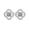 Pendientes Redondos Cuadrados de Venta Caliente en Xiaohongshu para Mujer Estilo Ins Corazón Circonita Pendientes de Seis Garras Pendientes de Copo de Nieve
