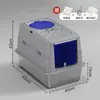 Caixa de Areia para Gatos Totalmente Fechada Anti-Odor de Aço Inoxidável Extra Grande Anti-Salpicos Vaso Sanitário para Filhotes e Gatos Grandes com Tampa Removível