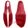 Peluca de Cosplay Bidimensional para Mujer, Cabello Largo, Estilo Anime, Negra, Morada, Roja, Colorida, Blanca, 100 cm, Cabello Largo Recto Negro, Peluca de Cabeza Completa