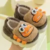 Zapatillas de Algodón Felices Mary Baby para Niños Dibujos Animados de Dinosaurios Zapatos Peludos de Interior Talón con Bolsa de Terciopelo Adicional Zapatos de Algodón para Niños