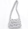 Tecido de Fio Central Europeu e Americano para Comércio Exterior Tiras de Tecido Tricô Manual DIY Bolsa de Tricô Fio Islandês Grosso Bolsa de Tricô com Listras Horizontais Bolsa de Ombro