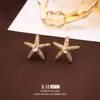 Brincos de Tarraxa Estrela do Mar Zircônia Geométrica Microincrustada Temperamento Personalidade de Nicho Brincos de Venda Quente Transfronteiriça Moda Única Joia de Orelha Casual