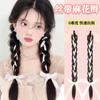 Trenza de pelo falso cola de caballo femenina cabello artificial natural estilo ballet cinta torcida trenza de boxeadora doble cola de caballo lazo peluca