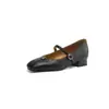 Sapato Simples Costurado Quadrado Europeu e Americano Sapatos de Salto Grosso Salto Médio 32-43 Tamanhos Grandes Desejo Sapatos de Comércio Exterior Fornecimento Transfronteiriço