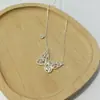 2026 Nuevo Collar de Circonita Mariposa Lujo Ligero Sentido de Diseño Nicho Cadena para Clavícula Estilo Ins Joyería Versátil de Gama Alta