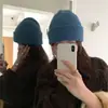 En Stock Fábrica Al Por Mayor Sombreros de Lana de Gama Alta para Otoño e Invierno para Mujer, Tejidos de Doble Capa Sin Costuras Engrosados Cálidos Versátiles de Color Sólido