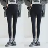 Leggings de maternidade para primavera e outono de 2026, novos, finos, tamanho grande, calças tubarão da Barbie, roupas de maternidade para o outono que não escorregam