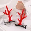 Popular Pasador de Cuernos de Navidad Pasador para Niños Clip de Pato de Reno Festivo Clip de Peineta Navideña de Moda y Lindo